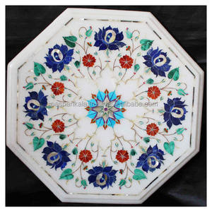 Plateaux de table en pierre blanche incrustée - Product Image 1