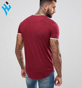 Camiseta a la moda para hombre, camisa deportiva de manga corta con contraste, color burdeos, superventas - Product Image 2