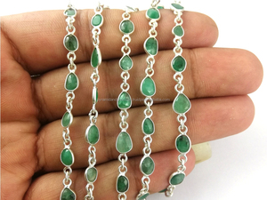 Cadena con Conector de Bisel de Plata Chapada en Esmeralda Natural para Bodas, Fiestas y Regalos - Product Image 2