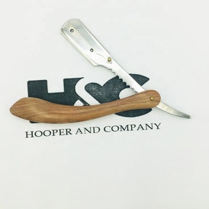 Professional Wood Handle Barber <b>Straight</b> <b>Razor</b> For Shaving Salon Wood Handle Barber <b>Razors</b> sustainable Stainless Steel Logo - Product Image 1