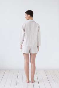 Pantalones cortos de algodón para mujer, ropa de descanso para dormir, traje de manga larga, talla grande, transpirable - Product Image 2