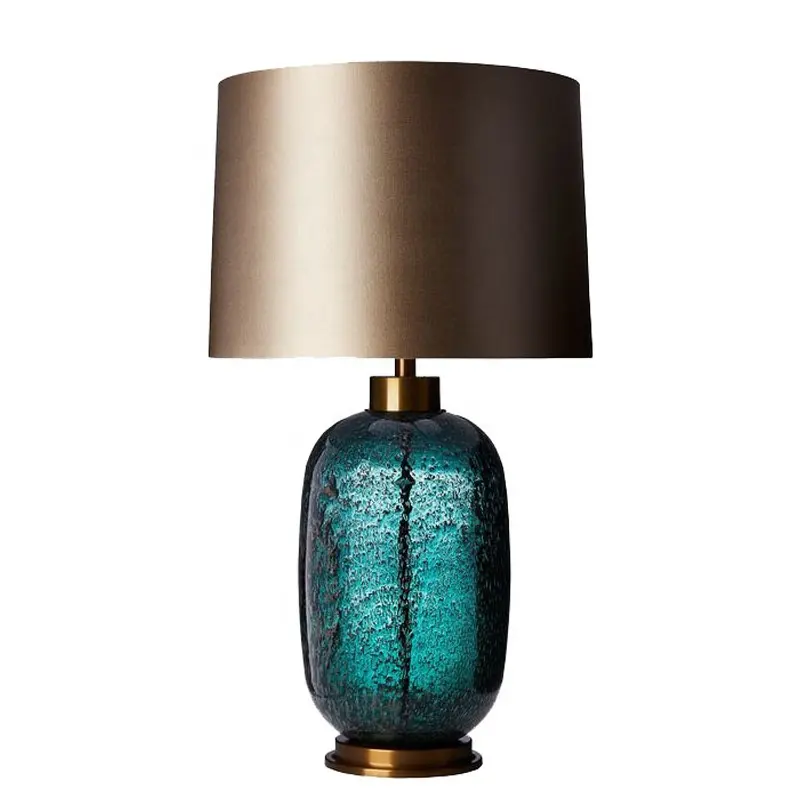 Glass Led Lamp Zhongshan Modern Luxury Vintage Blue Glass Base Led Table Lamp For Home Decor