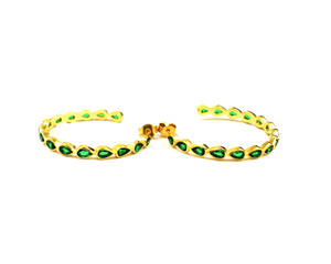 Ensemble de boucles d'oreilles Bali en argent sterling 925 plaqué or Onyx vert Boucles d'oreilles en pierres précieuses Paire de boucles d'oreilles en pierre - Product Image 3