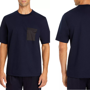 Camiseta de algodón puro informal de nuevo estilo, color azul marino, hecha a medida por OEM, para hombre, según el deseo y las necesidades del cliente. - Product Image 3