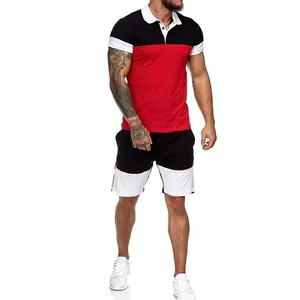 Camiseta Polo de manga corta para hombre, conjunto de chándal deportivo de buena calidad, verano, con bloqueo de Color