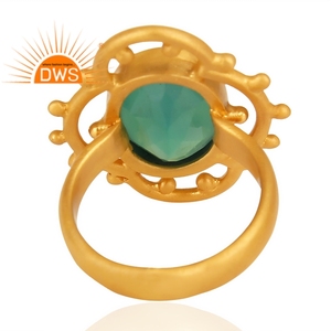 925เงินสเตอร์ลิง18พันชุบทองธรรมชาติสีเขียวนิลพลอยแหวนซ้อนผู้ผลิตเครื่องประดับ - Product Image 4