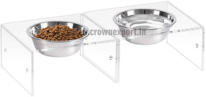 ชามให้อาหารสุนัขแมว,อุปกรณ์ให้อาหารสัตว์เลี้ยงอะคริลิกใสสองชั้นน่ารักหรูหราสำหรับสัตว์เลี้ยงขนาดเล็ก - Product Image 6