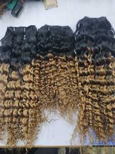 100% templo indio virgen para extensiones de cabello rizado profundo de Color Ombre cabello Remy de estilo europeo dibujado Doble - Product Image 5