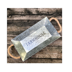 Bandeja DE SERVICIO DE METAL estilo granja moderna Diseño elegante para decoración y entretenimiento del hogar - Product Image 1