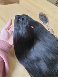 Vente en gros de cheveux humains vierges vietnamiens 100% soyeux, double trame, lisses naturels, 8''-32'', haute qualité, même longueur, échantillon - Product Image 5