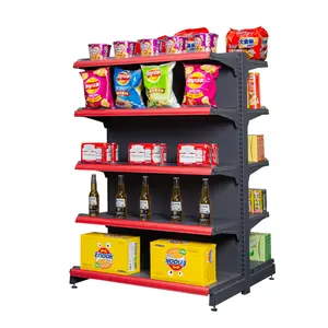 Double-sided Metal Gondola Shelves Racks Supermarket Shelves Shop Display Stand For Supermarket Retail And Convenience Stores