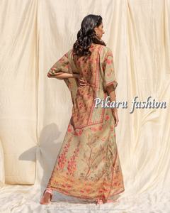 Robe Caftan fleurie du Style occidental, manches courtes, grande taille, imprimé Floral, Style bohème, haute qualité, nouvelle collection - Product Image 6