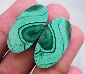 Malaquita Natural única, cabujón de lujo, piedras preciosas sueltas, par, muy atractivo - Product Image 2