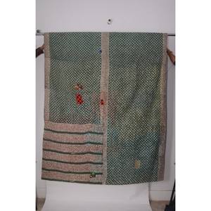 Couvre-lit réversible 100% coton Kantha fait à la main patchwork de tissu indien ensembles de literie pour la maison et l'hôtel 15" - Product Image 6