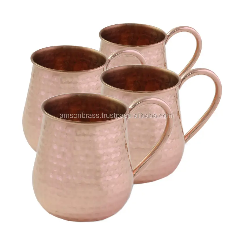 Set of 4 Hammered Beer Mug Moscow Mule Copper Mug Moscow Mule Mugs Hammered Cups Stainless Steel Copper