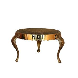 Mesa auxiliar redonda de diseñador de Metal de aluminio, mesa de centro con acabado chapado en oro para sala de estar, mesa central de sofá de estilo lujoso - Product Image 1