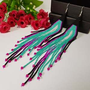 Pendientes largos de cuentas hechos a mano Happiness - Product Image 1