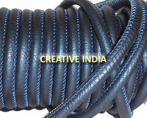 Premium Quality 2.5mm Nappa <b>Black</b> Leather Drawcord Reptile Finish Stitched Eco-Friendly Creative India Garment Components - Product Image 2