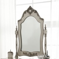 Meuble de luxe antique : Coiffeuse avec tabouret et miroir en bois massif d'acajou sculpté, style français, couleur personnalisable pour chambre à coucher