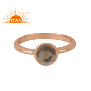 High Quality 925 Sterling Silver <b>Ring</b> <b>Rose</b> Gold Plated Jewelry Round Smoky <b>Quartz</b> Gemstone <b>Ring</b> Supplier Classic Collection - Product Image 1