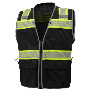 Gilet de sécurité haute visibilité personnalisable veste de travail en polyester respirant poches zippées rayures réfléchissantes maille haute visibilité - Product Image 6