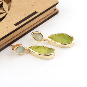 Pendiente de gota de azúcar natural, blanco y Prehnita, chapado en oro/plata, suministro de fábrica, gota colgante, novedad de 2021 - Product Image 3