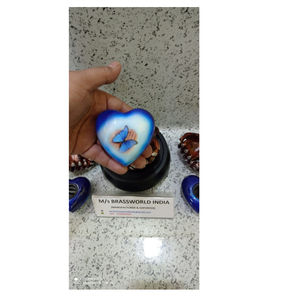 Urne commémorative en ALUMINIUM avec cœur et papillon, fournitures pour enterrements, brasworld, inde - Product Image 1