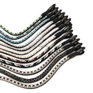 สายหนังตกแต่งคิ้วม้าคริสตัลวิบวับ,สายหนังพรีเมี่ยมหนังสีน้ำตาลและสีน้ำตาลดำขายส่ง - Product Image 1