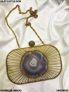 Handmade Designer Brass Mother of Pearl Clutch <b>Bag</b> Evening <b>Bags</b> <b>for</b> Bridal <b>Weddings</b> & Ladies' Parties with Flap Pattern Purse - Product Image 4