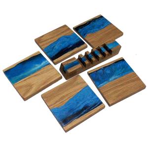 Cuerda de resina epoxi para posavasos, 10x10cm, color azul, para posavasos, 5 soportes - Product Image 2