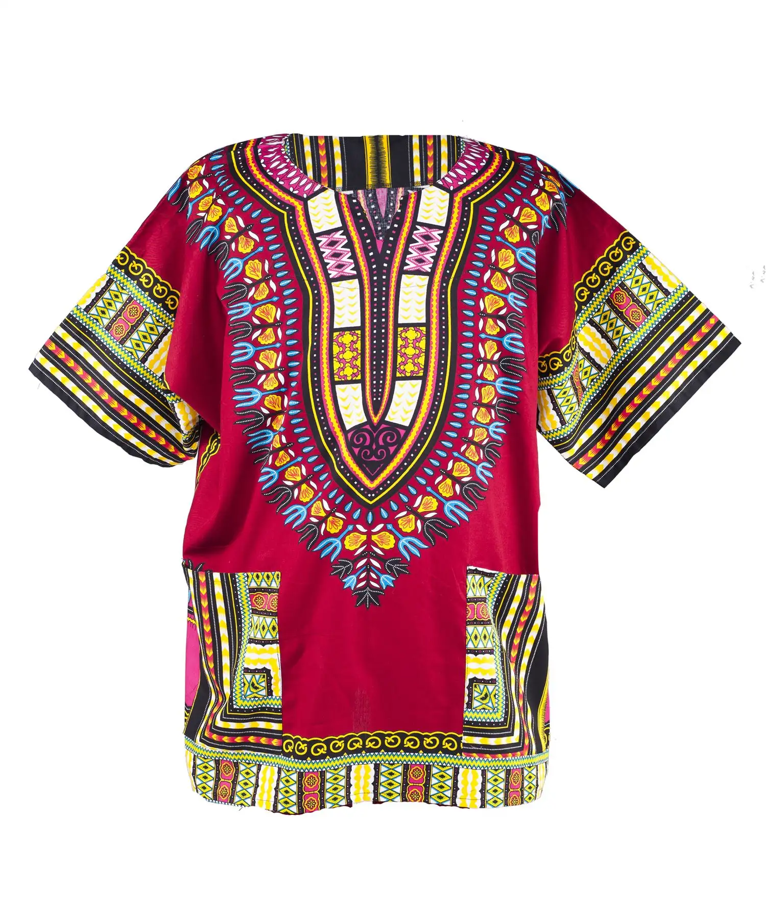 เสื้อดาชิกิแอฟริกา OEM สำหรับผู้ชายผู้หญิง,เสื้อสไตล์ฮิปปี้เสื้อยืดสำหรับเทศกาลเสื้อผ้าชนเผ่าแอฟริกาพิมพ์เสื้อ Boho