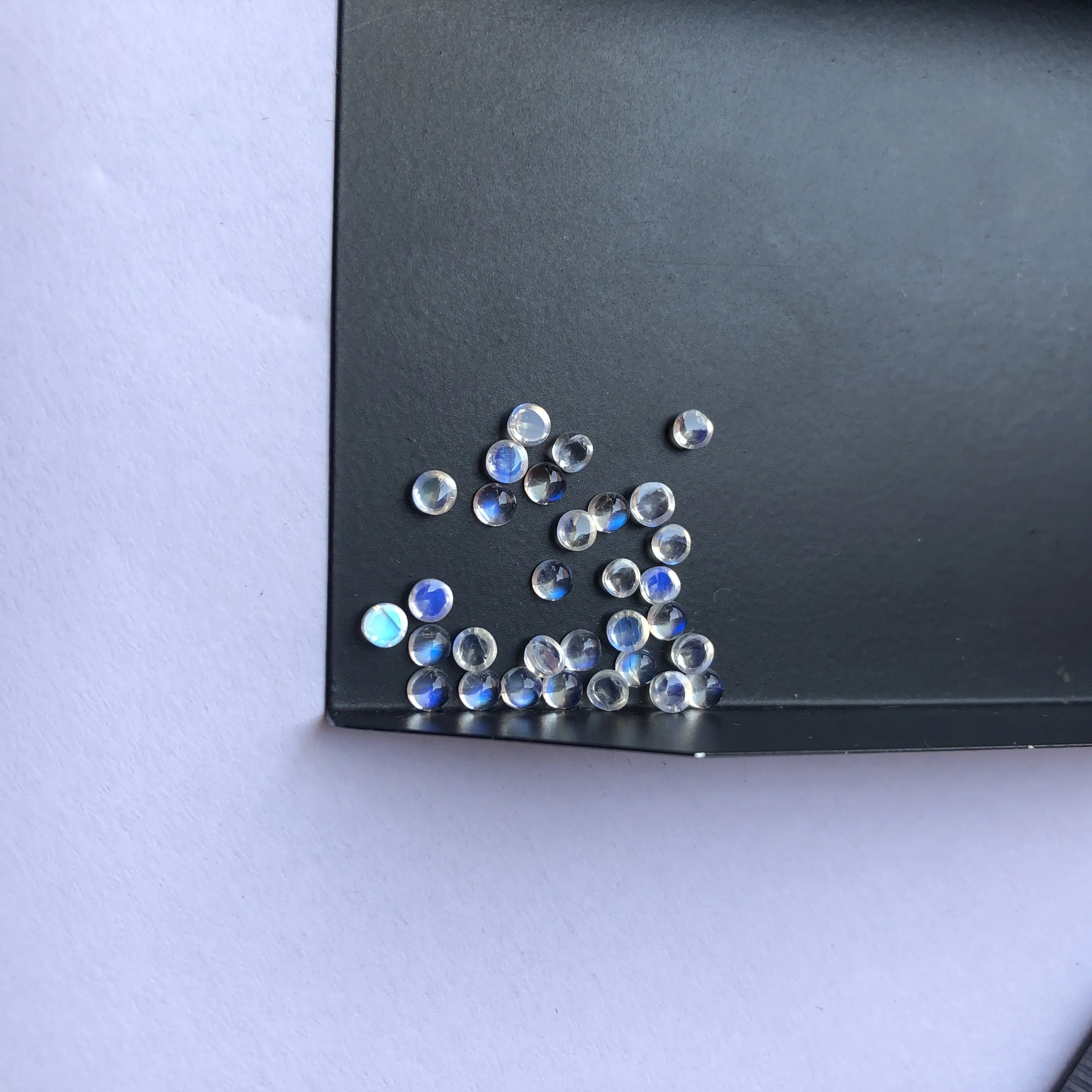 3mm batu bulan pelangi alami bulat belakang datar Semi berharga terkalibrasi cabochon untuk pengaturan perhiasan dari toko grosir