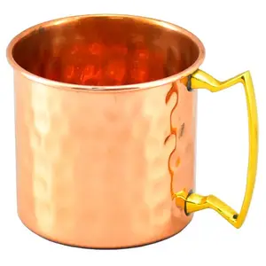 100% Natural Pure Copper Mug Small Short Cylinder Shape Moscow Mule Copper Mug With Handle Customized Logo Party Drinks Mug Bulk