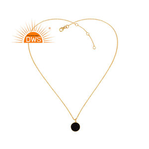 Klalien — collier de pierres précieuses noir druse, bijou de créateur, élégant, en or jaune, plaqué argent, 14k, vente en gros, 925 - Product Image 1