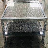Table basse miroir de luxe au design moderne 2023, plateau en verre écrasé, diamant abordable pour salon
