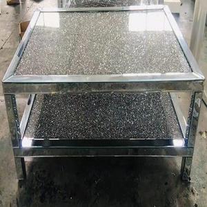 <span class=keywords><strong>Table</strong></span> <span class=keywords><strong>basse</strong></span> miroir de luxe au design moderne <span class=keywords><strong>2023</strong></span>, plateau en verre écrasé, diamant abordable pour salon - Product Image 3