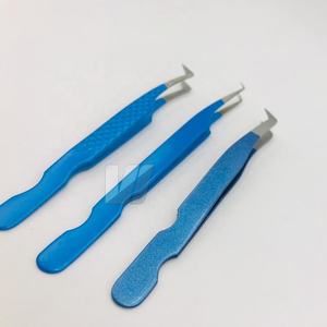 แหนบขนตาปลอมสีน้ำเงินทนทานมีโลโก้แบบปลายแหลมปรับแต่งได้ตามต้องการ - Product Image 1