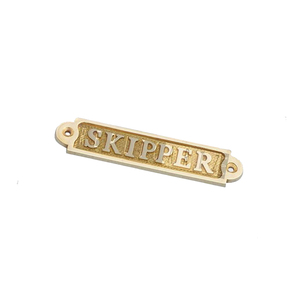 Brass Skipper Door Sign Plaque Vintage Nautical Wall Decor Marine Brass <b>Name</b> <b>Plate</b> for Bathroom Home Office Cabin Decoration - Product Image 1