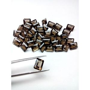 6*8mm octogonal corte esmeralda cuarzo ahumado piedra preciosa Color marrón Natural tratado térmicamente - Product Image 2