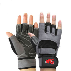 <b>Weight</b> Lifting Gym Padded Leather Training Workout Fitness long Strap <b>Gloves</b> - Product Image 1