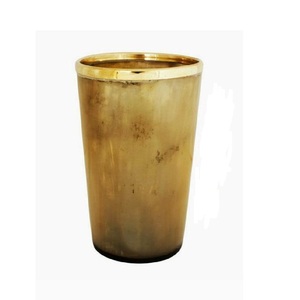 แก้วดื่มไวกิ้งทำจากแก้วพร้อมขอบทองเหลือง - Product Image 3