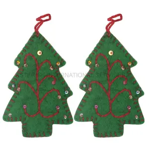 Christmas Wool Tree For Decoration Hanging Christmas Felt Green Hanging Tree Product Handmade High Quality Hobby Craft Supplies