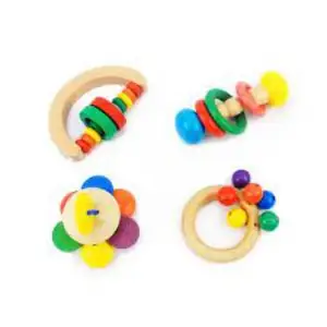 Holz Rattles combo für 0-3 baby natur holz rasseln für baby kinder spielen Rattles spielzeug made in India herstellung unternehmen spielzeug ..