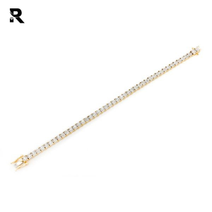 Pulsera de tenis de placa milagrosa redonda de diamante, 5mm, 14k, oro amarillo y Rosa Blanco - Product Image 2