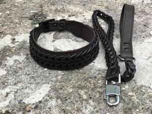 Vente en gros de qualité supérieure sur mesure collier de chien laisse harnais tricoté à la main de luxe style cuir tresses rubans personnalisés - Product Image 6