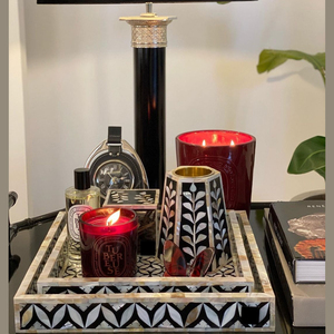 Arabic Ramadan Gift Wood Mother of Pearl Inlay Mubkhar Bakhoor Burner Tray Box Set Oud Burner Middle East Censer <b>Bone</b> Inlay - Product Image 1