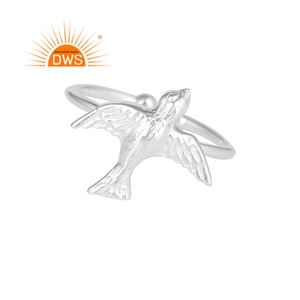 Anillo de Plata de Ley 925 con diseño de pájaro para mujer, joyería fina ajustable - Product Image 1