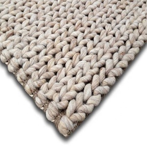Latest Collection of Elegant Design Durable Hand Woven Braided <b>Wool</b> Rug with Loop Pile Cushioned Natural Colors Commercial Use - Product Image 2