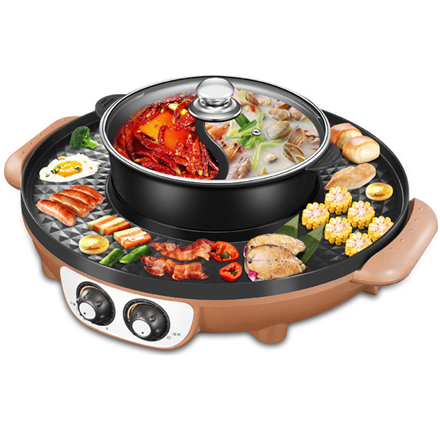 Электрический гриль для барбекю и горячей кастрюли Hanhong, shabu, Приготовление барбекю в домашних условиях