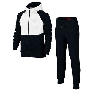 Survêtement d'entraînement unisexe coupe ajustée respirant imprimé noir et blanc 100 % coton molletonné hiver grandes tailles maternité logo personnalisé - Product Image 1